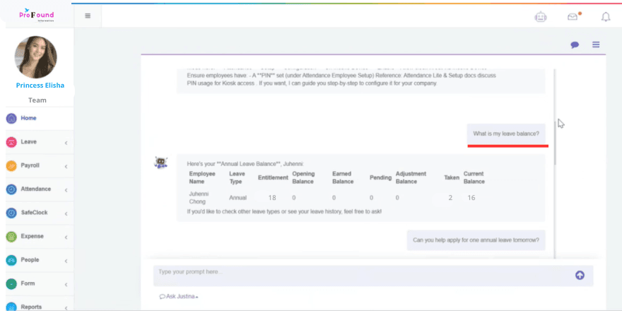 HR-AI-Powered Virtual Assistants -leave -management -for Employee Self-Service ESS in Kuching 